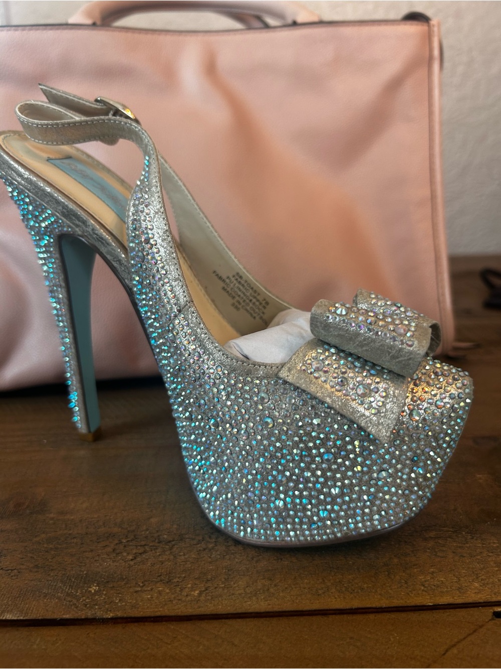 Blue by Betsey Johnson "Toast" Rhinestone Slingback Platform Pump - size 7